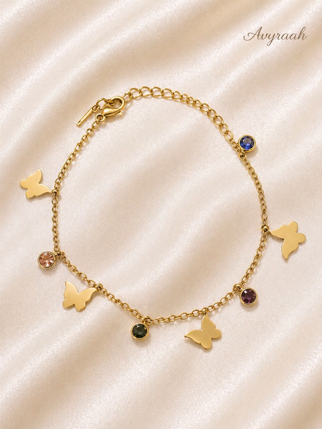 Butterfly Gem Charm Bracelet