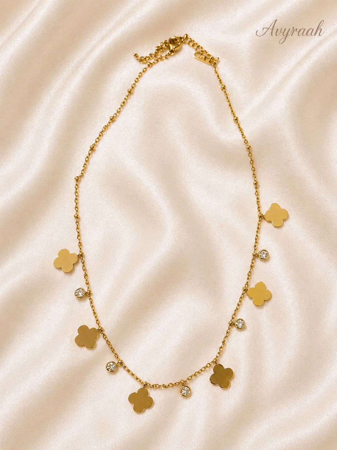 Clover Charm Drop Necklace