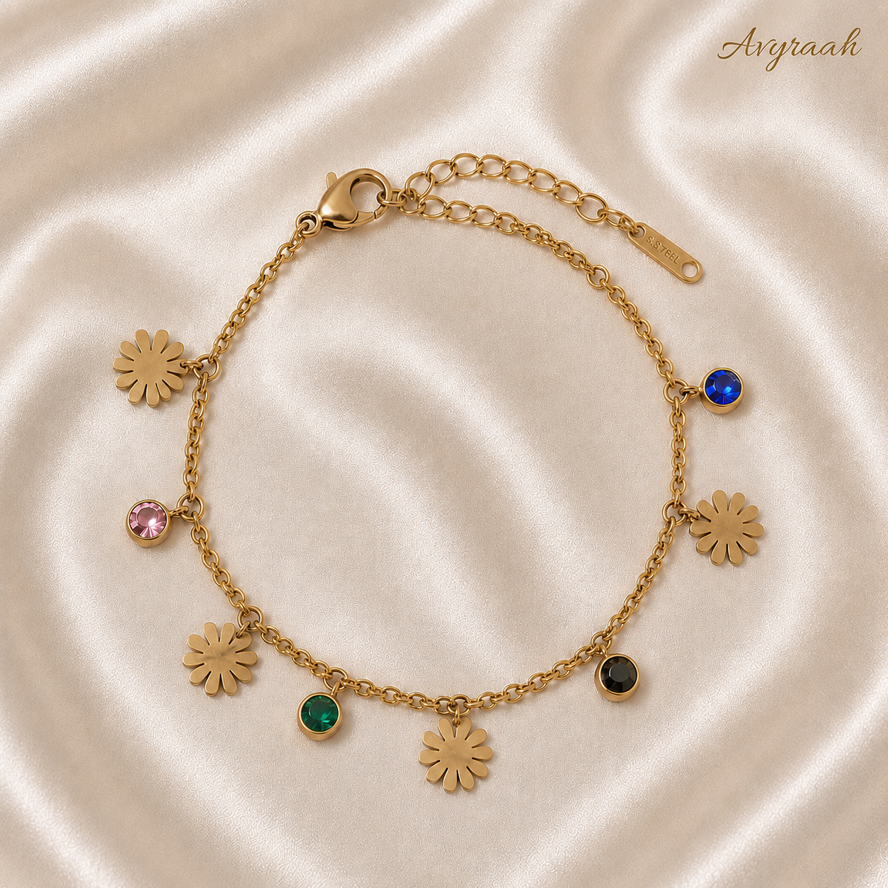 Daisy Gem Charm Bracelet