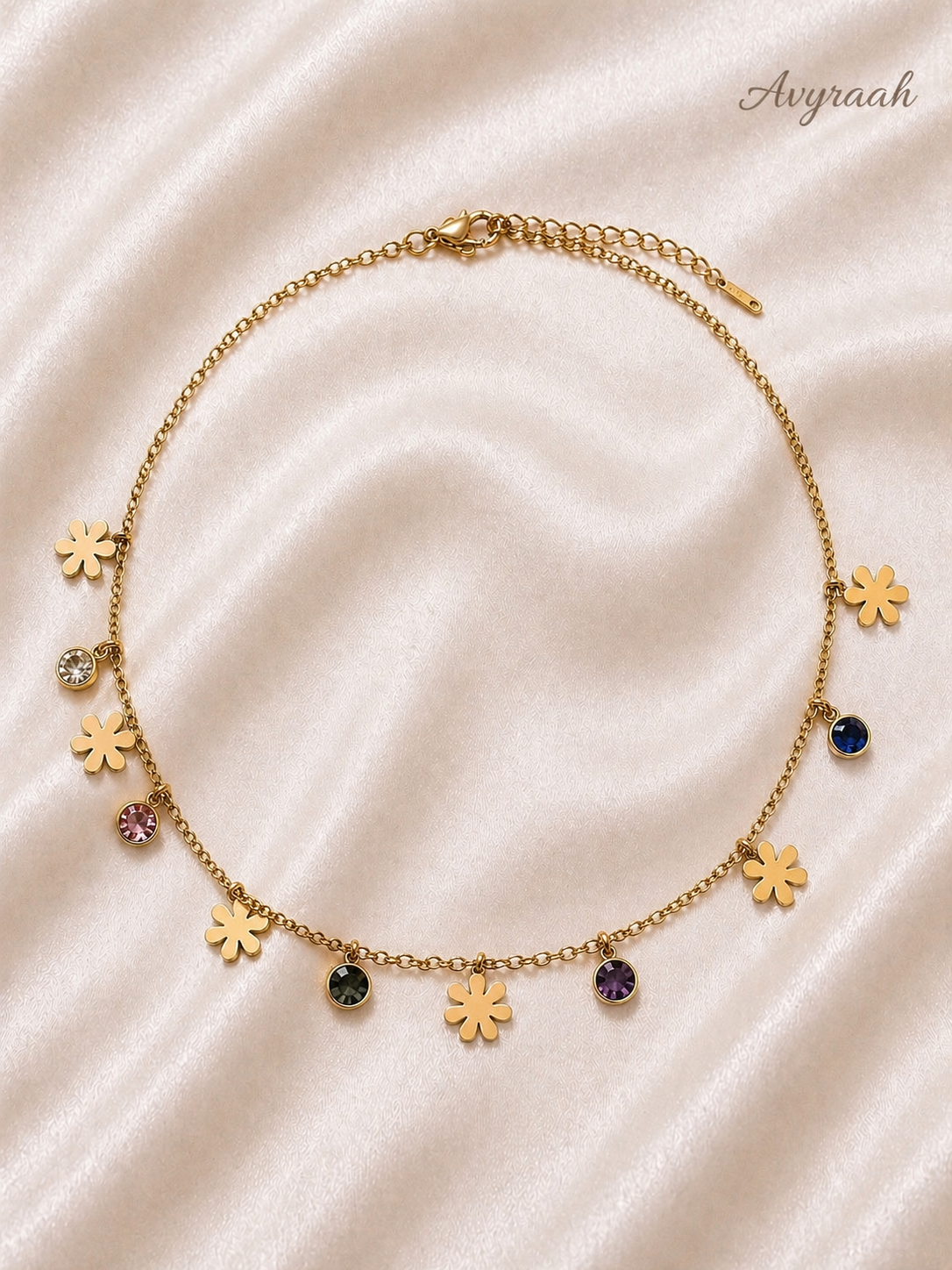 Daisy Gem Charm Necklace