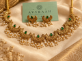 Emerald Diya Necklace Set