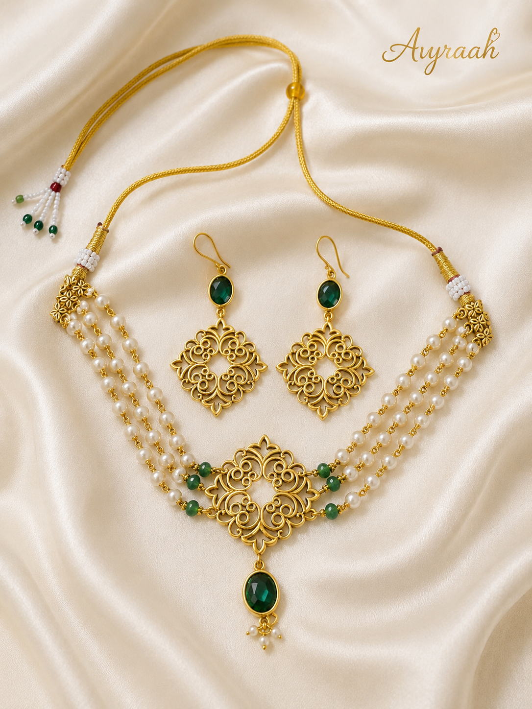 Emerald Pearl Heritage Choker Set