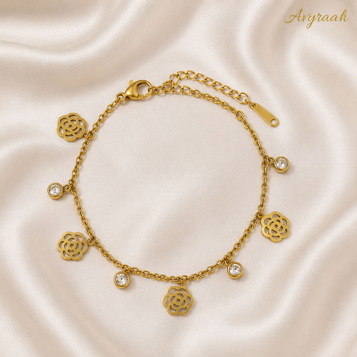 Rose Drop Charm Bracelet