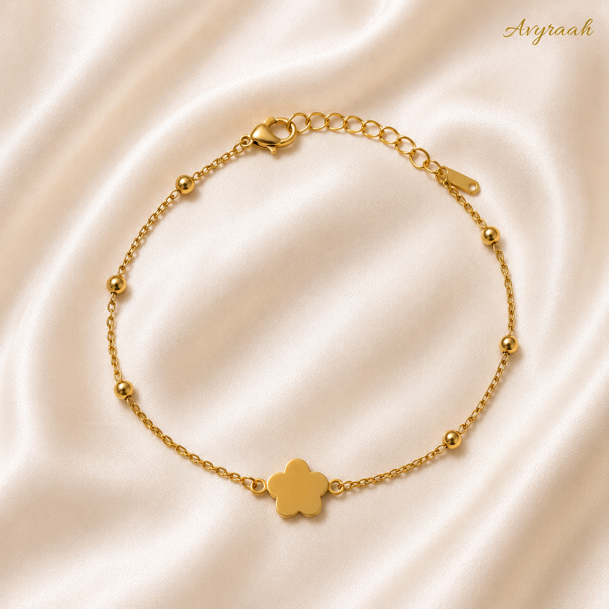 Golden Mid Floral Charm Bracelet