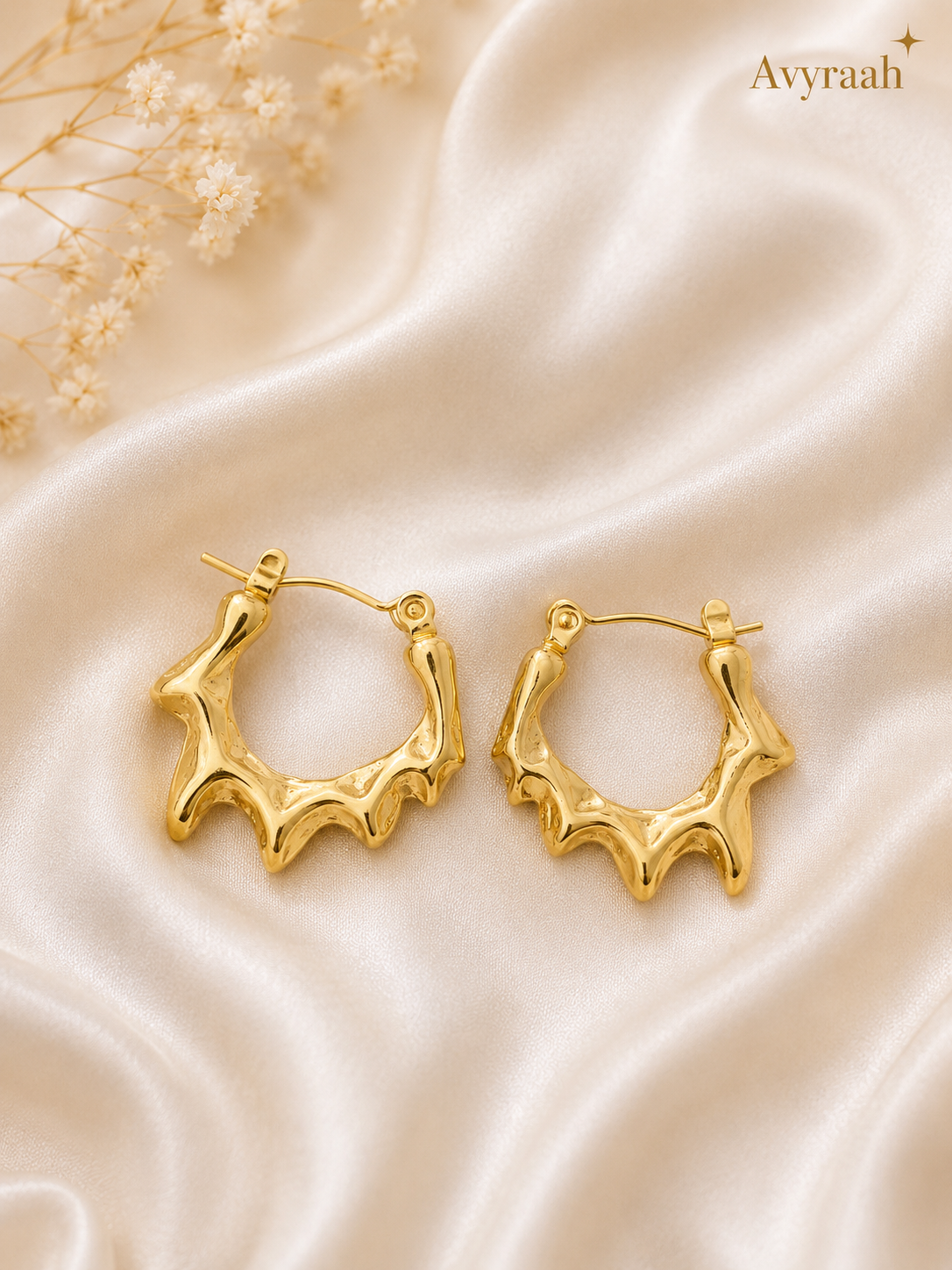 Golden Ripple Hoops