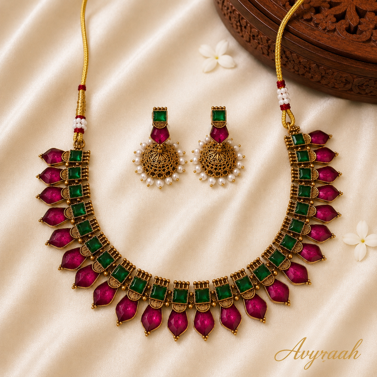 Magenta Palakka Necklace Set