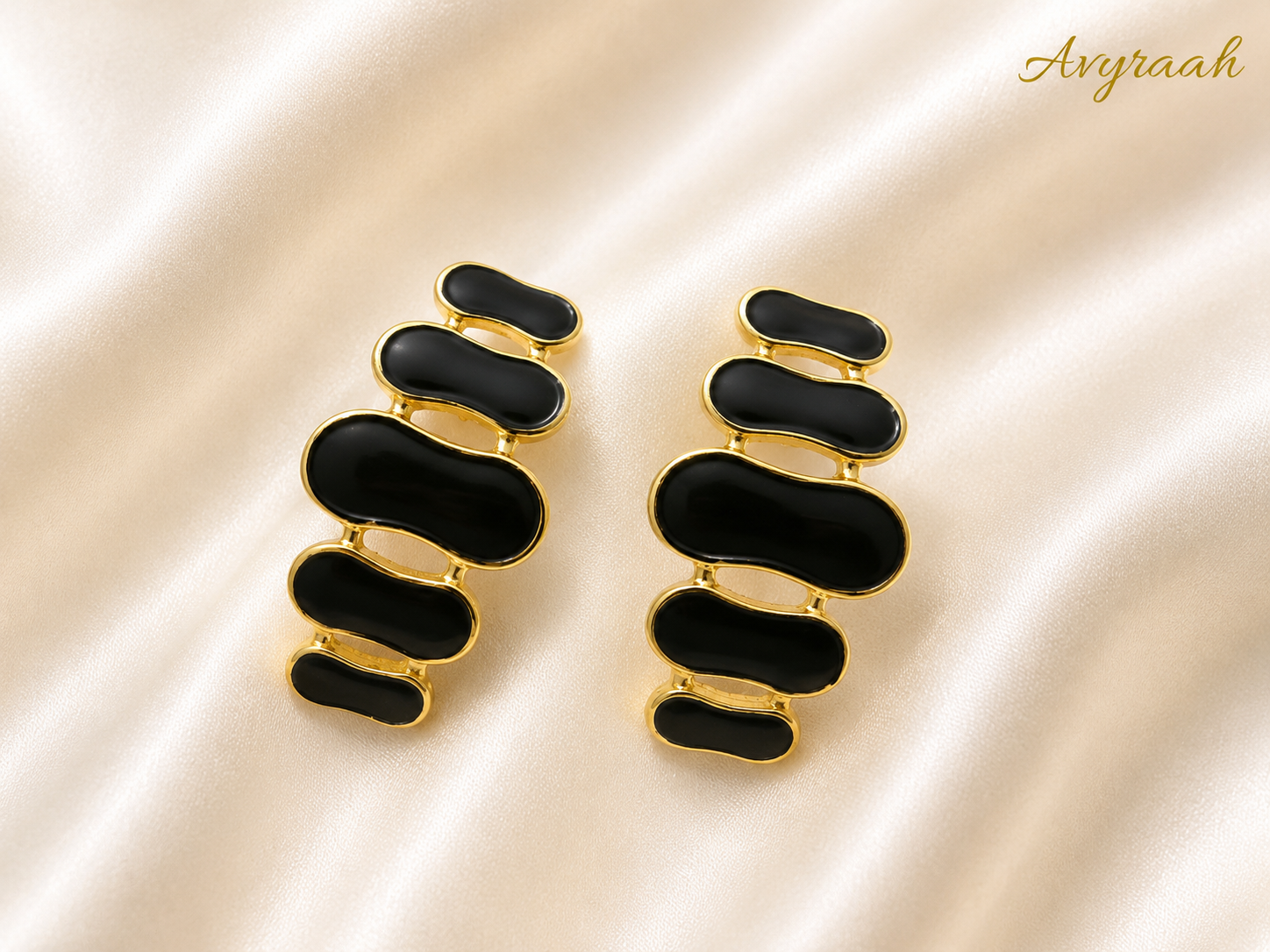 Noir Cascade Korean Earrings