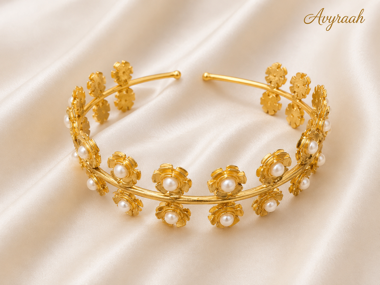 Pearl Brass Statement Bangle