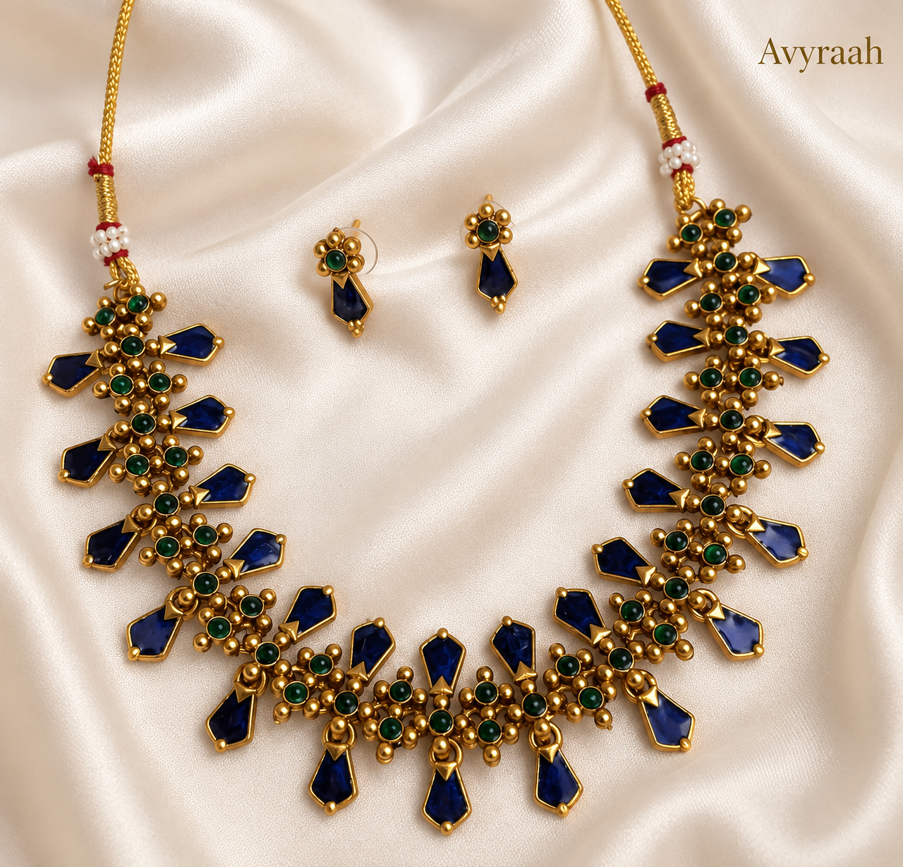 Regal Blue Palakka Necklace Set