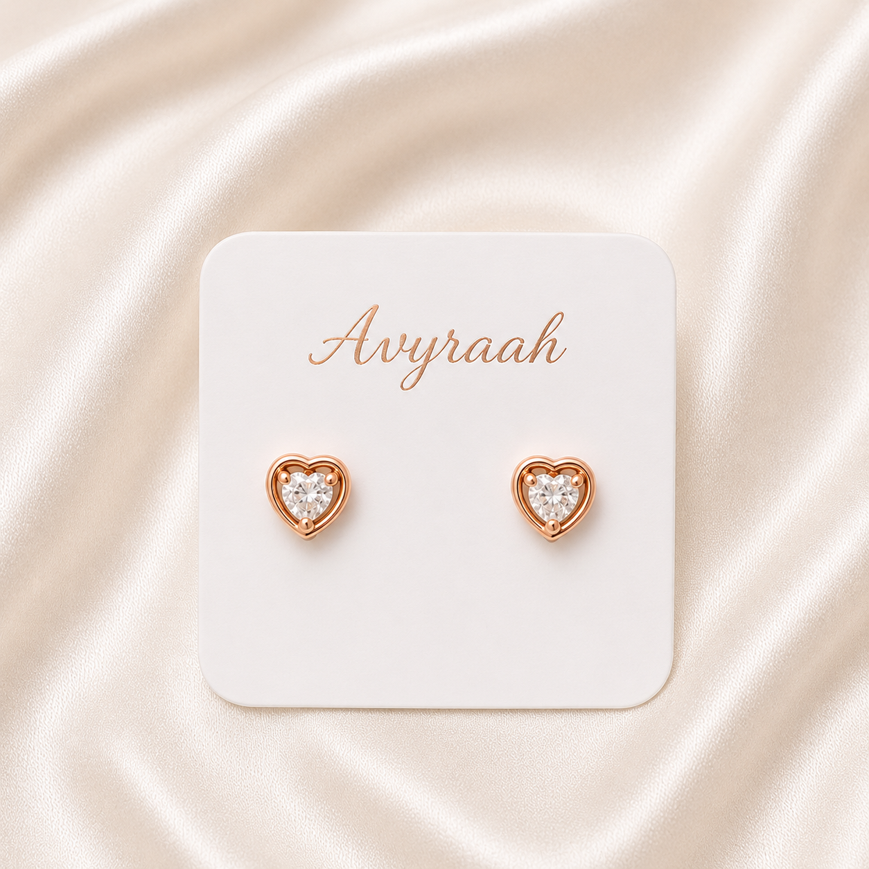 Rose Gold Amora Heart Studs