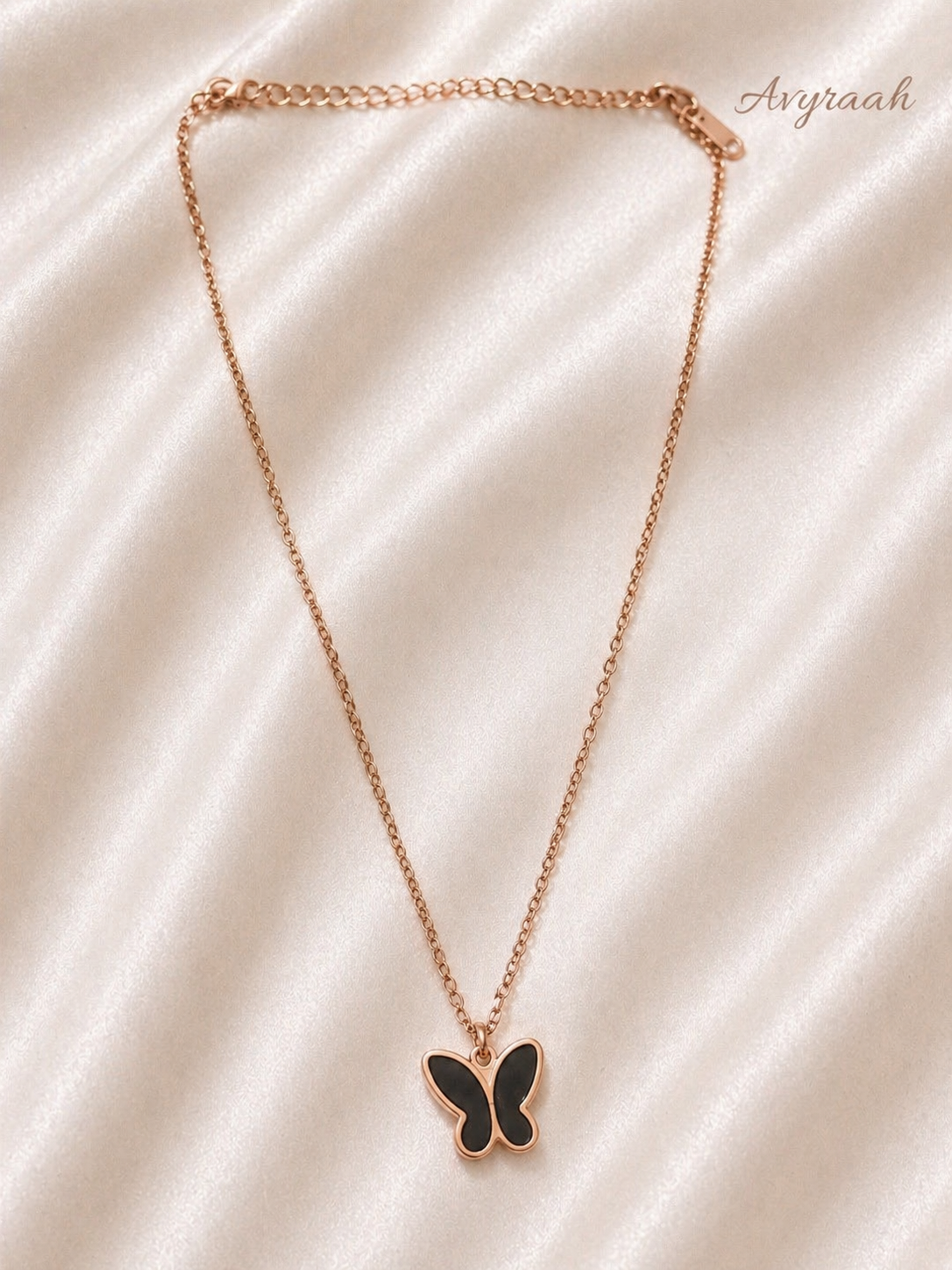 Rosegold Midnight Butterfly Necklace