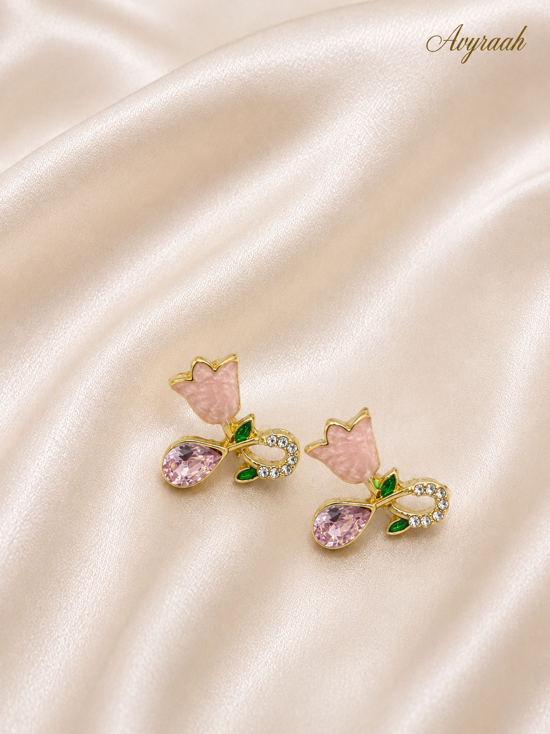 Rosy Tulip Spark Korean Earrings