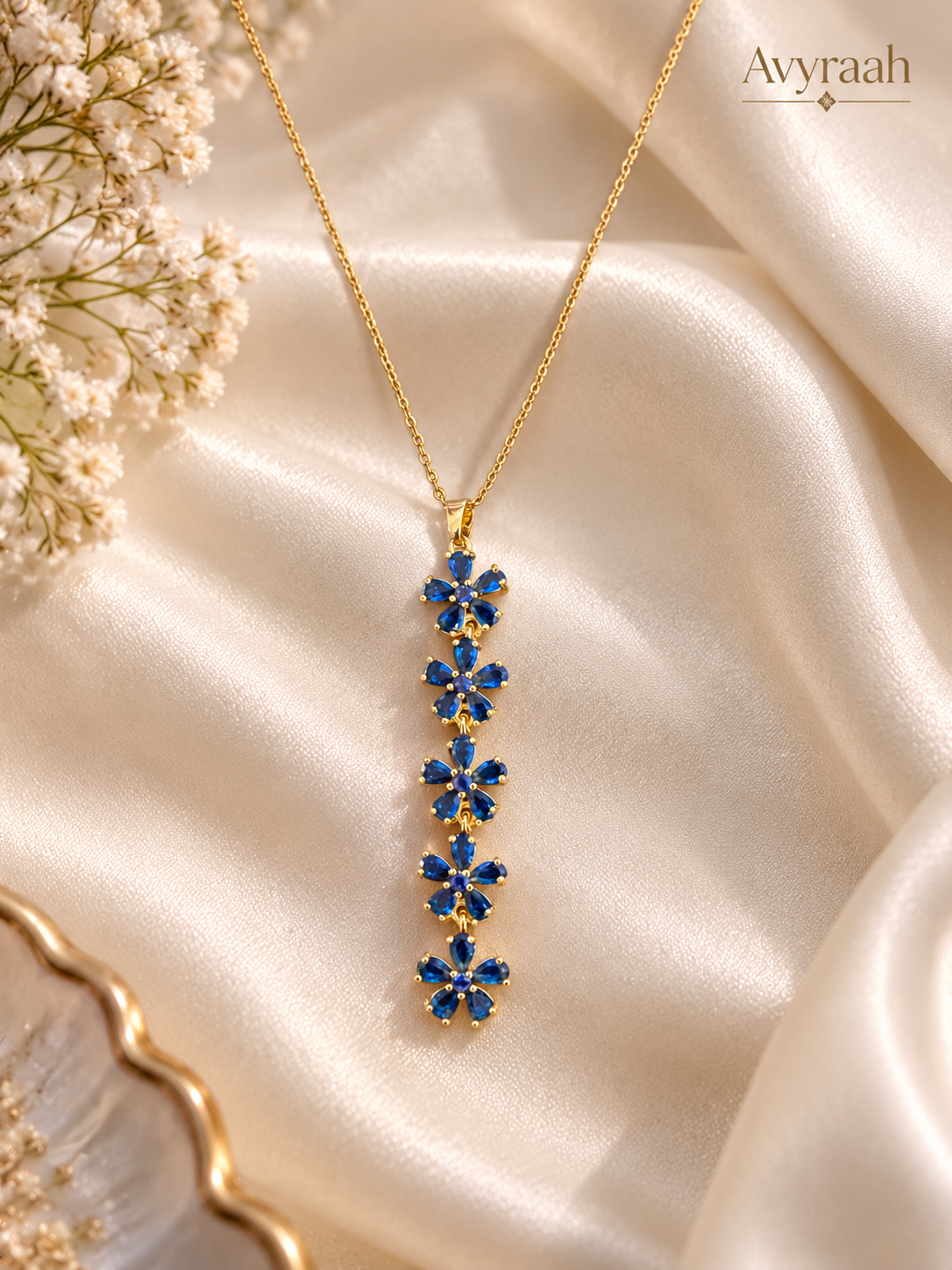 Sapphire Bloom Cascade Necklace